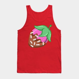 Chocolate Covered Strawberry with Sprinkles Fresh Berry Fun Dessert Design Tank Top